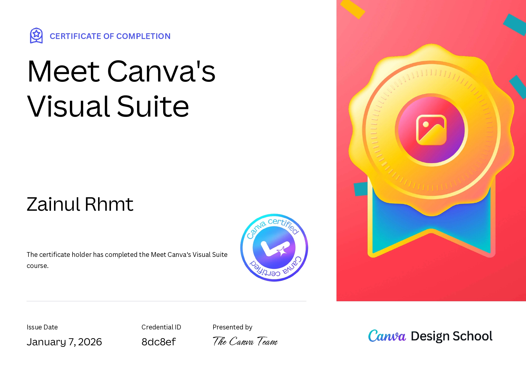 Canva School Certificate